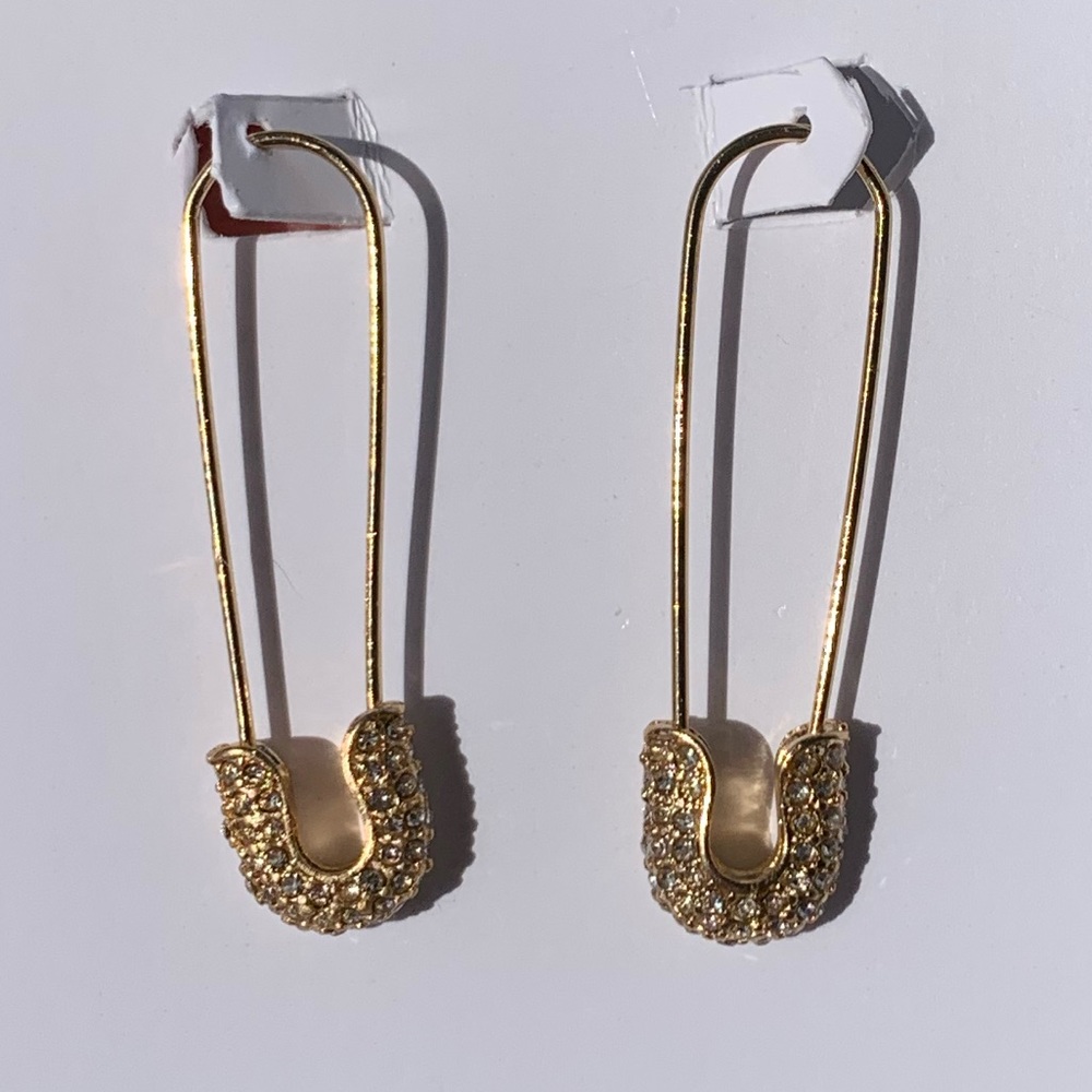 Rhinestone Safety Pin Earring